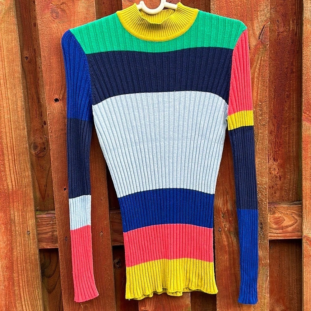 Saint + Sofia Women’s Long Sleeve Color Block Cowl Turtleneck Sweater Size S